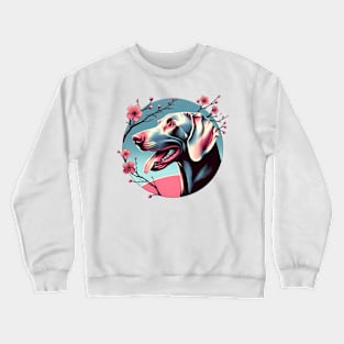 Weimaraner Joy in Spring with Cherry Blossoms and Flowers Crewneck Sweatshirt